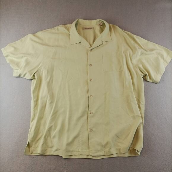 Tommy Bahama Mens Button Shirt Size XXL 100% Silk Lime Green Short Sleeve - Picture 1 of 8